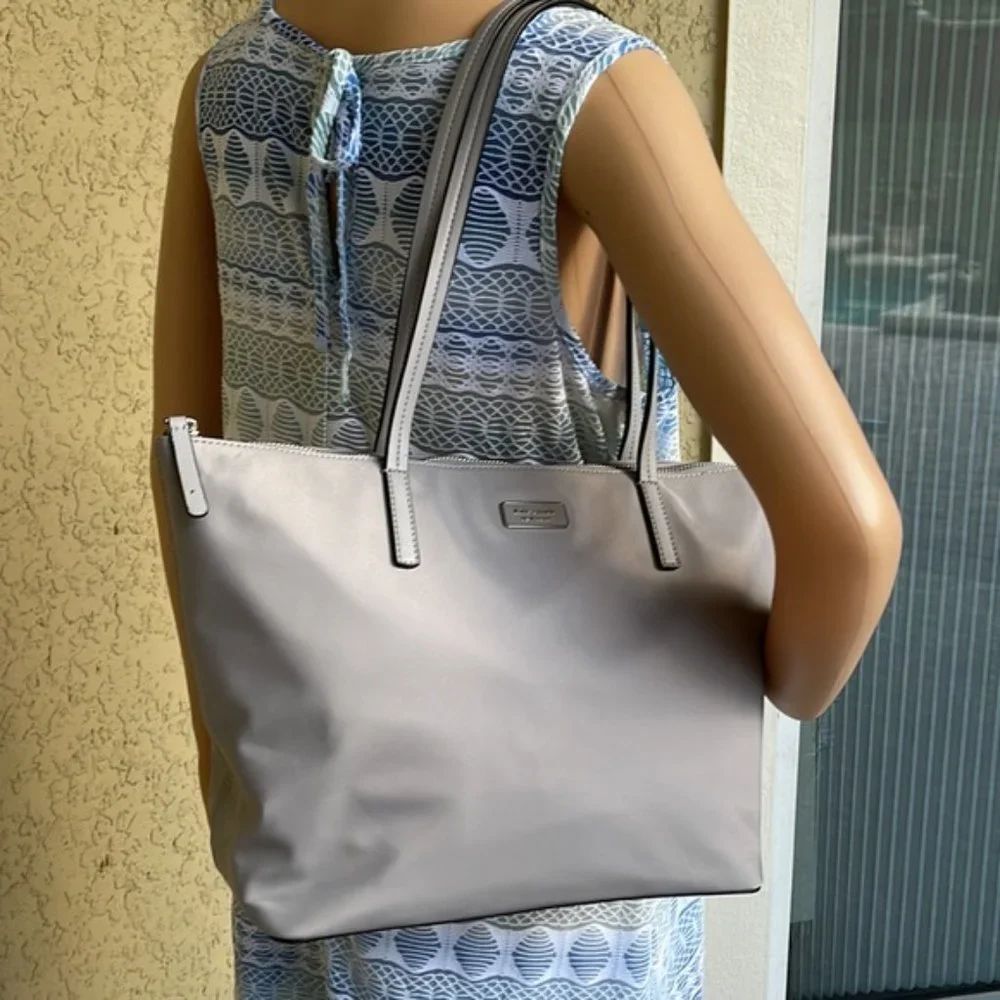 Kate Spade Hayden Nylon Top Zip Tote Nimbus Grey - Picture 11 of 16